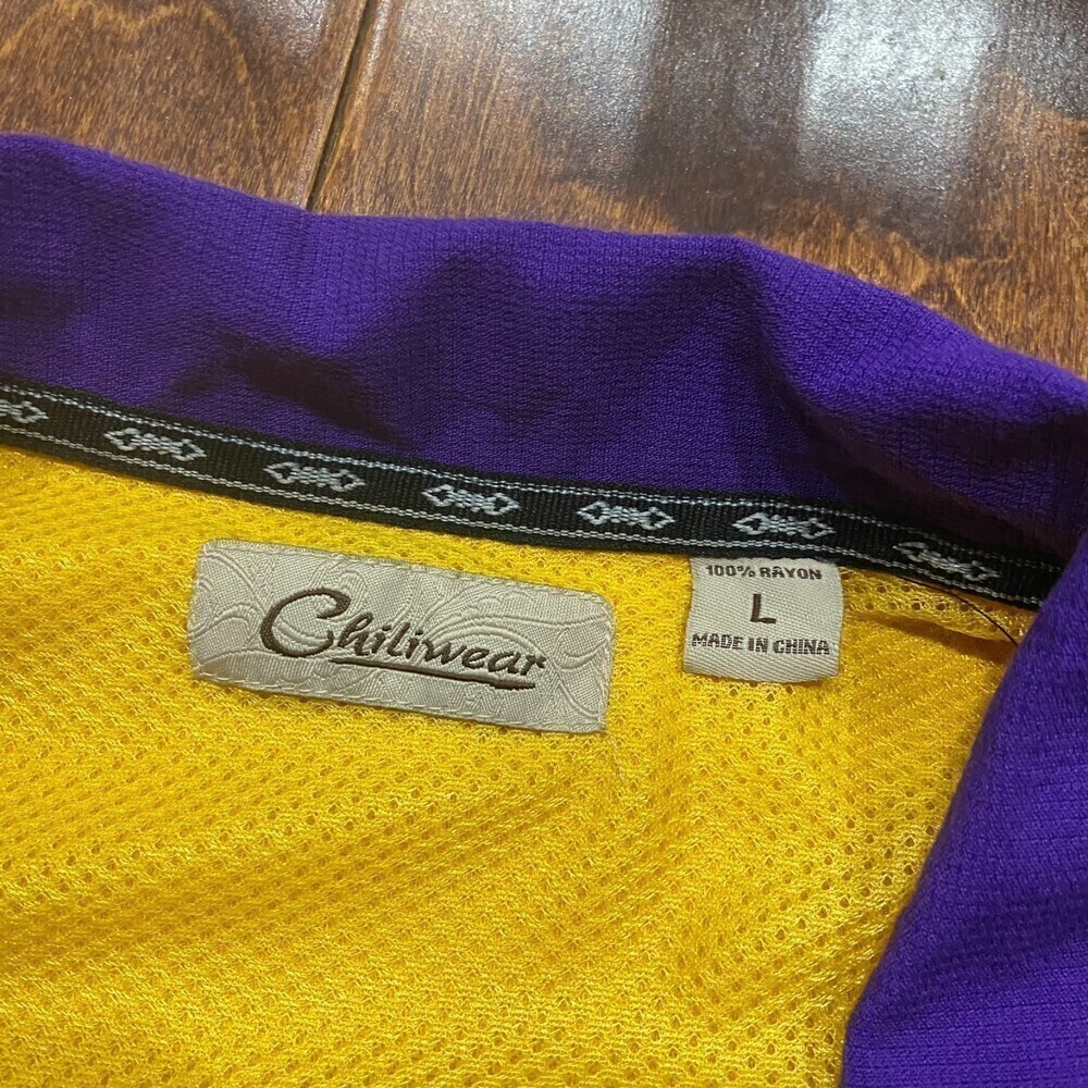 Chiliwear Vintage LSU Tigers Purple Yellow Rayon Button Down Shirt Large - Picture 7 of 7